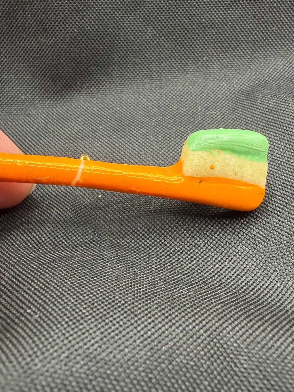 Vintage Kitsch Orange Toothbrush Brooch Pin